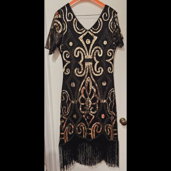 Letter Love Dresses & Skirts - Women 1920s Gatsby Vintage-Style Sequin Flapper Fringe Party Costume Dress